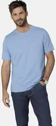 Rundhalsshirt T-Shirt ULVIENTO , Herren, Gr. 48, blau (hellblau), Obermaterial: 60% Baumwolle CO. 40% Polyester PES., casual, regular fit normal, Rundhals, Kurzarm, Shirts, mit melierter Optik