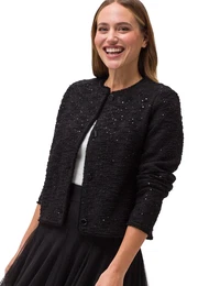 Jackenblazer Blazerjacke mit Pailletten Gr. 34, schwarz (patch blackblack) Damen Blazer strukturiert