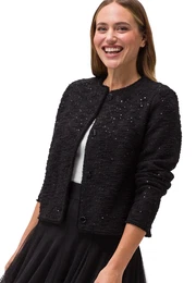 Jackenblazer Blazerjacke mit Pailletten Gr. 44, schwarz (patch blackblack) Damen Blazer strukturiert