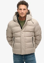 Steppjacke HOODED TWEED SPORTS PUFFER JKT , Herren, Gr. XL, beige marl, Web, Obermaterial: 100% Polyester, unifarben, modisch, relaxed fit, Langarm angesetztes Bndchen, Jacken