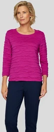 3/4-Arm-Shirt Gr. 46, wildbeere Damen Shirts mit Wellenstruktur