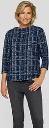 3/4-Arm-Shirt Gr. 44, blau (marine) Damen Shirts mit grafischem Muster