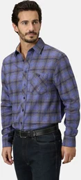Langarmhemd Hemd MILANTARA , Herren, Gr. M, blau (royal blau kariert), Obermaterial: 100% Baumwolle CO., Langarm, Hemden, mit Brusttasche