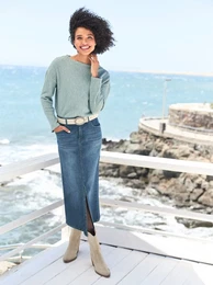 Langarmshirt Shirt Gr. 46, grn (jade, meliert) Damen Shirts