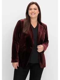 Jackenblazer Groe Gren Gr. 42, rot (bordeaux) Damen Blazer aus Samt-Qualitt, in taillierter Form