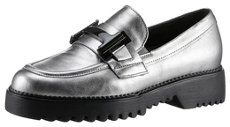 Loafer Florenz Gr. 44, silberfarben Damen Schuhe Blockabsatz, Slipper, Halbschuh, Schlupfschuh in Weite G (=weit)