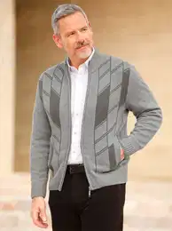 Strickjacke MARCO DONATI Gr. 54, grau (grau, meliert) Herren Strickjacken