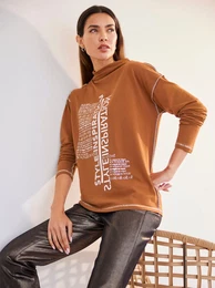 Langarmshirt Shirt Gr. 38, braun (cognac, bedruckt) Damen Shirts