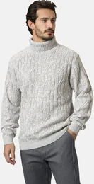 Rollkragenpullover Pullover MILANVIO Gr. 50, grau (silbergrau) Herren Pullover mit Zopfstrickmuster