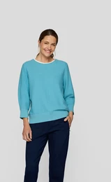 Strickpullover Eleganter Pullover mit 3/4-rmeln Gr. 50, blau (hellblau) Damen Pullover