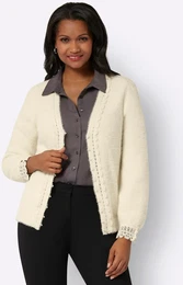 Strickjacke LADY Gr. 52, beige (champagner) Damen Strickjacken