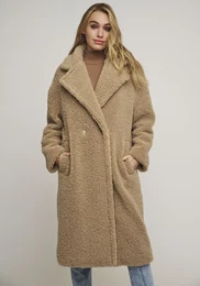Wintermantel Gr. 46, beige (sand) Damen Mntel im flauschigen Design