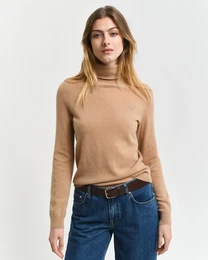 Rollkragenpullover EXTRAFINE LAMBSWOOL ROLLNECK Gr. M, beige (caramel beige) Damen Pullover