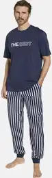 Schlafanzug Schlafanzug VELENZO , Herren, Gr. XXL, blau, Obermaterial: 100% Baumwolle CO., Homewear-Sets, mit groem Aufdruck