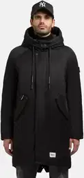 Kurzmantel Anth-YM , Herren, Gr. L (52), schwarz, Obermaterial: 100% Polyester, Innenfutter: 100% Nylon, Wattierung: 100% Polyester, Basic, lssig geschnitten ca. Mitte Oberschenkel, hoch geschlossener Ausschnitt, Langarm weit Rippstrickbndchen