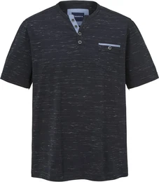 T-Shirt T-Shirt BELLAVERRO , Herren, Gr. 56, blau (dunkelblau melange), Obermaterial: 50% Baumwolle CO. 50% Polyester PES., casual, regular fit normal, Serafino, Kurzarm, Shirts, in Streifenoptik