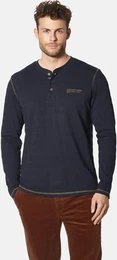 Langarmshirt Langarmshirt LUIMONO , Herren, Gr. LXL, blau (dunkelblau), Obermaterial: 100% Baumwolle CO., casual, regular fit normal, Serafino, Langarm, Shirts, im dezenten Jacquardmuster