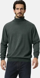 Rollkragenpullover Pullover JOLIETTO , Herren, Gr. 64, grn (grn melange), Obermaterial: 100% Baumwolle CO., unifarben, casual, normal, ohne Ausschnitt, Langarm, Pullover, mit Rollkragen