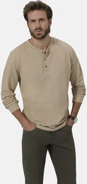 Langarmshirt Langarmshirt FIOREVANTI , Herren, Gr. 48, beige, Obermaterial: 100% Baumwolle CO., casual, regular fit normal, Serafino, Langarm, Shirts, mit Knopfleiste