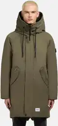 Kurzmantel Anth-YM , Herren, Gr. L (52), grn (moosgrn), Obermaterial: 100% Polyester, Innenfutter: 100% Nylon, Wattierung: 100% Polyester, Basic, lssig geschnitten ca. Mitte Oberschenkel, hoch geschlossener Ausschnitt, Langarm weit Rippstric