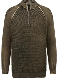 Troyer Pullover TILZIANO , Herren, Gr. M, braun, Obermaterial: 100% Baumwolle CO., unifarben, casual, normal, ohne Ausschnitt, Langarm, Pullover, im Used-Look