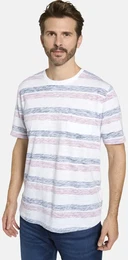 T-Shirt T-Shirt HALENTO , Herren, Gr. 56, lila (lila gestreift), casual, regular fit normal, Rundhals, Kurzarm, Shirts, mit mehrfarbigen Streifen
