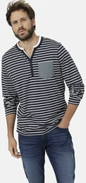Poloshirt Langarmshirt VERANARI , Herren, Gr. 52, blau (dunkelblau gestreift), Obermaterial: 100% Baumwolle CO., casual, regular fit normal, Serafino, Langarm, Shirts, mit Brusttasche