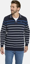 Sweatshirt Sweatshirt MODASTELLA , Herren, Gr. L, blau (dunkelblau gestreift), Obermaterial: 100% Baumwolle CO., casual, normal, ohne Ausschnitt, Sweatshirts, mit filigranen Streifen