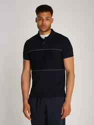 Tommy Hilfiger Poloshirt Global Stripe Blocking Reg Polo mit Logo-Stickerei und Logo-Streifen blau