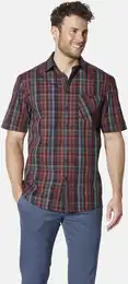 Kurzarmhemd Kurzarmhemd CARAMARLI , Herren, Gr. M, weit, rot (dunkelrot kariert), Obermaterial: 100% Baumwolle CO., regular fit, Kurzarm, Hemden
