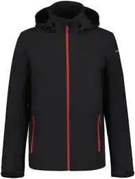 Softshelljacke BRIMFIELD , Herren, Gr. 56, schwarz (schwarz, rot), Softshell, Obermaterial: 95% Polyester, 5% Elasthan, sportlich, A-Linie hftlang, Langarm verstellbar gerader Abschluss mit Klettverschluss, Jacken, mit dezenten Logoschriftzg