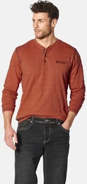 Langarmshirt Langarmshirt LUIMONO , Herren, Gr. ML, orange (dunkelorange), Obermaterial: 100% Baumwolle CO., casual, regular fit normal, Serafino, Langarm, Shirts, im dezenten Jacquardmuster