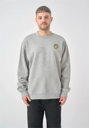 Sweatshirt Boxy Crewneck Fresh Fruits , Herren, Gr. L, grau, 50% Baumwolle, 50% Polyester, bedruckt, casual, normal, Rundhals, Sweatshirts, mit lockerem Schntt