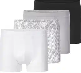 Boxershorts 4er Pack Boxershorts VILLORA , Herren, Gr. XXL, schwarz-wei (wei schwarz grau), Unterhosen, mit elastischem Bund