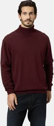 Rollkragenpullover Pullover JOLIETTO , Herren, Gr. 66, rot (dunkelrot melange), Obermaterial: 100% Baumwolle CO., unifarben, casual, normal, ohne Ausschnitt, Langarm, Pullover, mit Rollkragen