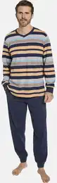 Schlafanzug Schlafanzug VANZO , Herren, Gr. XL, blau (blau gestreift), Obermaterial: 100% Baumwolle CO., Homewear-Sets