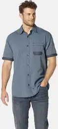 Kurzarmhemd Kurzarmhemd GINOLITZO , Herren, Gr. XL, weit, blau, Obermaterial: 100% Baumwolle CO., regular fit, Kurzarm, Hemden
