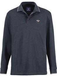 Langarm-Poloshirt Langarm-Poloshirt MILANVETZO , Herren, Gr. 48, blau (dunkelblau melange), Obermaterial: 60% Baumwolle CO. 40% Polyester PES., casual, regular fit normal, ohne Ausschnitt, Langarm, Shirts, hochwertige Piqu-Baumwolle