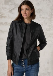 Kurzjacke , Damen, Gr. XXL (46), schwarz, Stoff, 100% Nylon, unifarben, casual, normal normal, hoch geschlossener Ausschnitt, Langarm Bndchen, Jacken, mit Stehkragen