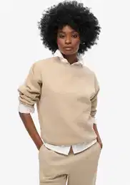Sweatshirt SU-ESSENTIAL LOGO SWEATSHIRT , Damen, Gr. L, grau (cobblestone), Sweatware, Obermaterial: 75% Baumwolle, 25% Polyester, unifarben, relaxed fit, Rundhals, Langarm Rippbndchen, Sweatshirts