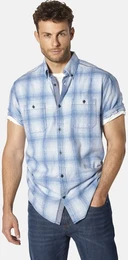 Kurzarmhemd Kurzarmhemd ROSITELLI , Herren, Gr. M, weit, blau (hellblau kariert), Obermaterial: 100% Baumwolle CO., regular fit, Kurzarm, Hemden