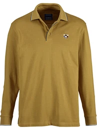Langarm-Poloshirt Langarm-Poloshirt MILANVETZO , Herren, Gr. 66, gelb (dunkelgelb), Obermaterial: 100% Baumwolle CO., casual, regular fit normal, ohne Ausschnitt, Langarm, Shirts, hochwertige Piqu-Baumwolle