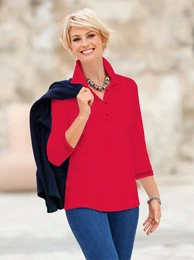 Poloshirt CLASSIC Shirt Gr. 50, rot, Damen, 50% Baumwolle, 50% Modal, unifarben, Shirts