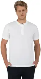 T-Shirt Henley Shirt mit Knopfleiste , Herren, Gr. L, wei, 100% Baumwolle, casual, Halbarm, Shirts