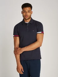 Poloshirt FLAG CUFF SLIM POLO , Herren, Gr. L, blau (desert sky), Jersey, Obermaterial: 96% Baumwolle, 4% Elasthan, kontrastfarbene Details, casual, slim fit hftlang, Kurzarm Bndchen, Shirts, mit Kontrast-Details
