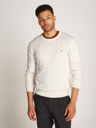 Strickpullover CLASSIC CABLE CREW NECK , Herren, Gr. XL, wei (ivory petal), Obermaterial: 100% Baumwolle, casual, Rundhals, Langarm Bndchen, Pullover