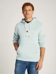 Kapuzensweatshirt TOMMY LOGO HOODY , Herren, Gr. L, blau (breezy blau), Sweatware, Obermaterial: 64% Baumwolle, 36% Polyester, casual, gerade, unten schmal hftlang, Rundhals, Langarm angesetztes Bndchen, Sweatshirts, mit Kapuze und K
