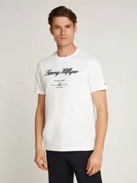 T-Shirt SCRIPT LOGO TEE , Herren, Gr. M, wei, Single Jersey, Obermaterial: 100% Baumwolle, casual, regular fit hftlang, Rundhals, Kurzarm abgesteppt, Shirts, mit aufgesticktem Logo