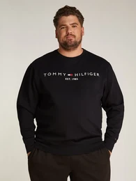 Sweatshirt BT-TOMMY LOGO SWEATSHIRT-B , Herren, Gr. XXL, schwarz, Sweatware, Obermaterial: 70% Baumwolle, 30% Polyester, BIG & TALL, unifarben, casual, regular fit, Rundhals, Sweatshirts, in Groen Gren, mit Logodruck