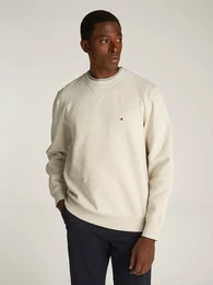 Sweatshirt ESS SEASONAL FLEECE CREWNECK , Herren, Gr. XL, beige (oatmilk), Sweatware, Obermaterial: 60% Baumwolle, 40% Polyester, meliert, casual, normal hftlang, Rundhals, Langarm elastischer Bund, Sweatshirts, mit Logostickerei